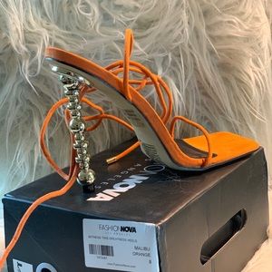 Malibu orange lace up heels! Brand new never worn!